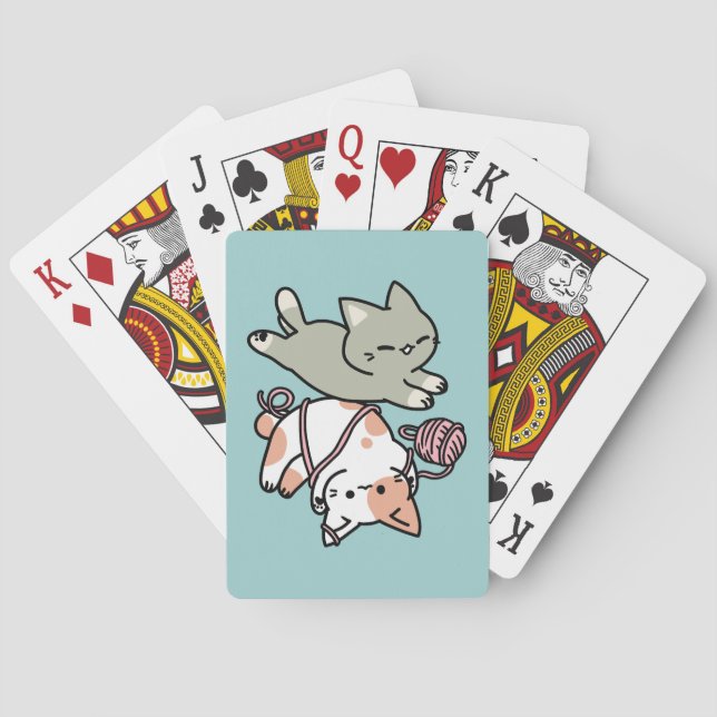 Pfoten und Spielen – Bezaubernde Katzenillustratio Spielkarten (Rückseite)