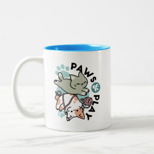 Pfoten und Spielen – Bezaubernde Katzenillustratio Zweifarbige Tasse