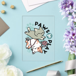 Pfoten und Spielen – Reizende Katzenillustration Acryleinladungen