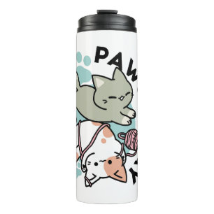 Pfoten und Spielen – Reizende Katzenillustration Thermosbecher