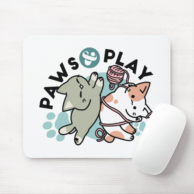 Pfoten und Spielen – Süße Katzenillustration Mousepad (Mit Mouse)