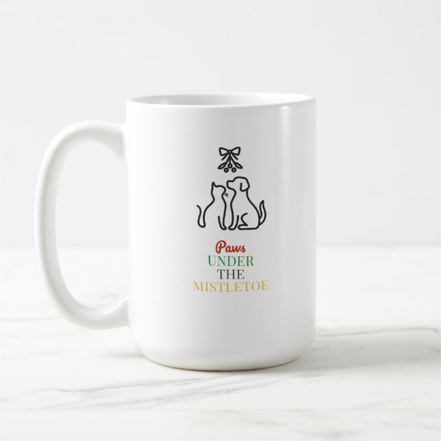 Pfoten unterm Mistelzweig – Süßes Weihnachten Kaffeetasse (Links)