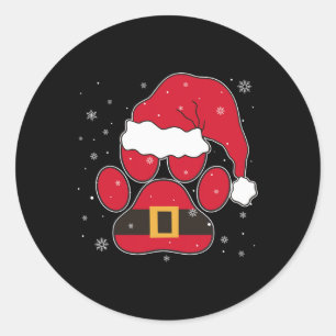 Pfoten Weihnachtsmann Hut Hund Katze Pfote Weihnac Runder Aufkleber