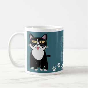 Pfoten zum Auffrischen Cartoon-Katzenslogan-Design Kaffeetasse