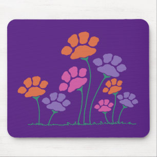 Pfotenabdruck-Blumengarten Mousepad