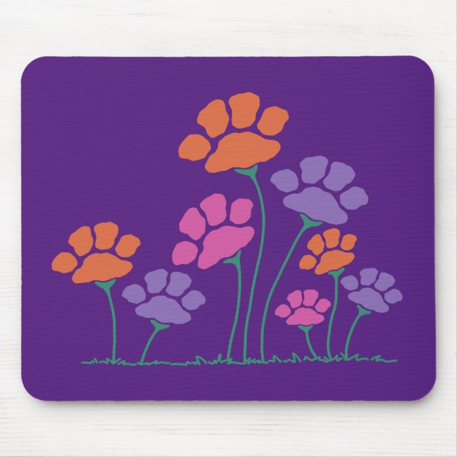 Pfotenabdruck-Blumengarten Mousepad (Vorne)