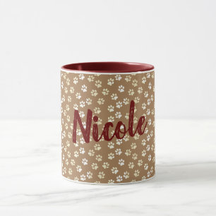 Pfotenabdruck-Cream und Kaffeetasse mit Namen