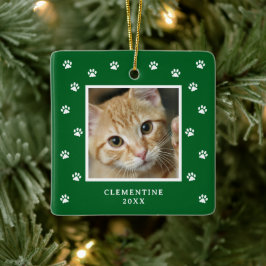 Pfotenabdruck-Haustier-Foto-Weihnachtsbaumschmuck Keramikornament
