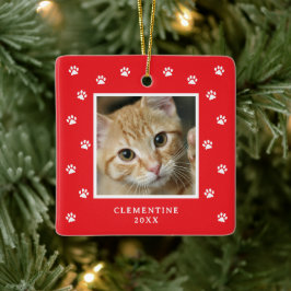 Pfotenabdruck Haustier Foto Weihnachtsbaumschmuck Keramikornament