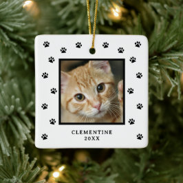 Pfotenabdruck-Haustier-Foto-Weihnachtsbaumschmuck Keramikornament