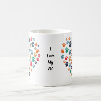 Pfotenabdruck-Herz-Design für Haustierliebhaber Kaffeetasse