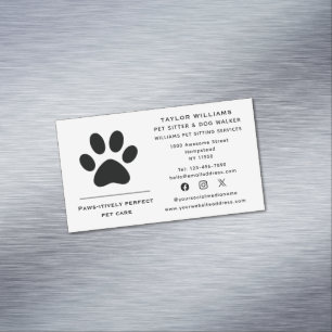 Pfotenabdruck Hundeausführer Katzenbetreuer Social Magnetische Visitenkarte