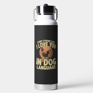 Pfotenabdruck-Liebe-Hunde-Zitat-Kunst für Haustier Trinkflasche