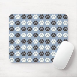 Pfotenabdruck-Muster Silberblau Mousepad