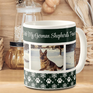 Pfotenabdruck-Muster Waldgrün 4 Hunde-Foto Kaffeetasse