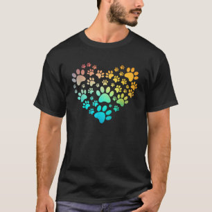 Pfotenabdruck Tie Dye Regenbogen inspirierter Hund T-Shirt