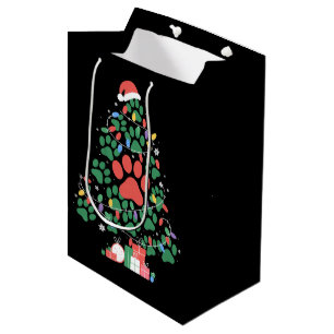 Pfotenabdruck-Weihnachtsbaum-Hund-Katze-Mutter-Fan Mittlere Geschenktüte