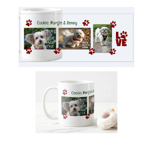 Pfotenabdrücke 3 Hunde Fotos Namen Modern Cute Neu Kaffeetasse