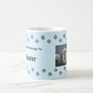 Pfotenabdrücke Hellblau Hund Foto Benutzerdefinier Kaffeetasse