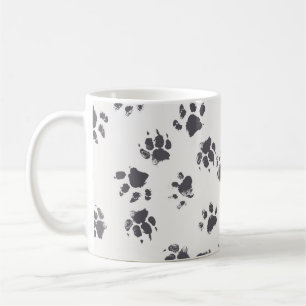 Pfotenabdrücke: Hund Monochrome Nahtlos. Kaffeetasse