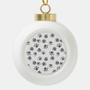 Pfotenabdrücke: Hund Monochrome Nahtlos. Keramik Kugel-Ornament