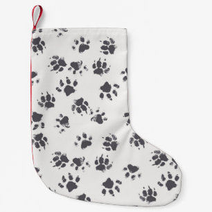 Pfotenabdrücke: Hund Monochrome Nahtlos. Kleiner Weihnachtsstrumpf