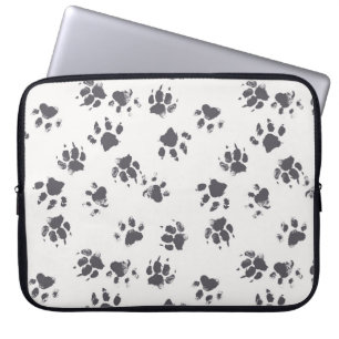 Pfotenabdrücke: Hund Monochrome Nahtlos. Laptopschutzhülle
