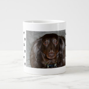 Pfotenabdrücke mit 1 Foto und Namen des Haustiers Jumbo-Tasse