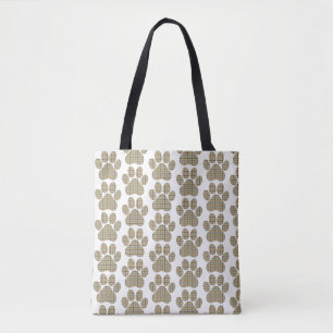 Pfotenform Kariert Beige Hund Katze Tasche