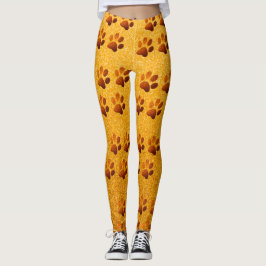 Pfotengold-Glitzer auf goldenem Hintergrund Leggings