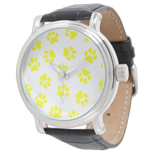 Pfotenmuster, Hundepfoten, gelbe Pfoten Armbanduhr