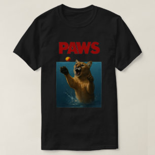 Pfotenparodie Schwarzer Puma jagt süße verängstigt T-Shirt