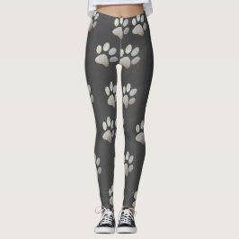 Pfotensilber-Glitzer auf grauem Hintergrund Leggings