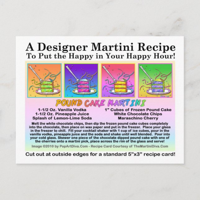 Pfund Sterling Martini Rezept Karte Postkarte (Vorderseite)