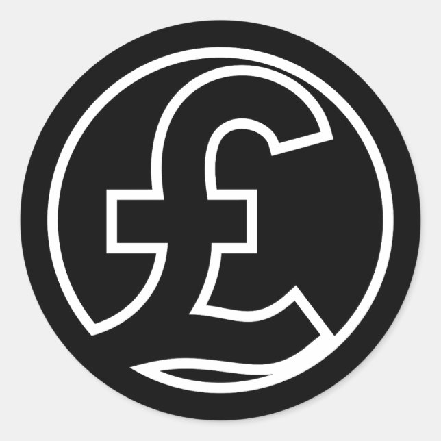 Pfund Sterling-Symbolwährung in schwarzem Kreis Runder Aufkleber (Vorderseite)