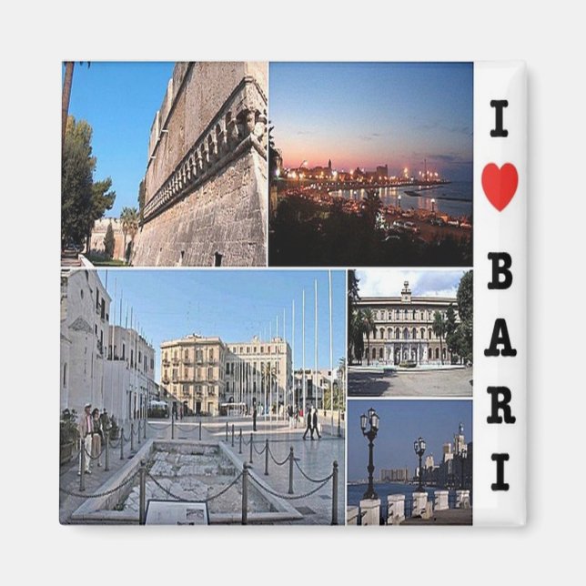 PGL039 BARI I Liebe, Apulien, Italien, Kühlschrank Magnet (Vorne)