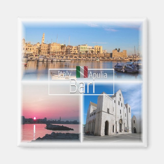 PGL043 BARI, Sonnenuntergang Panorama St. Nikolaus Magnet (Vorne)