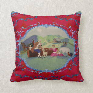PH&D Coussin Toile Français Rouge et Bleu