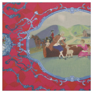 PH&D Französisch Toile Fabric Red und Blue Stoff