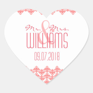 PH&D Wedding Heart Sticker Blush 2 Damask