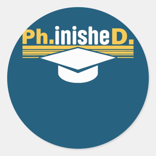 Ph inisheD Doktortitel Dissertation Doktor Runder Aufkleber (Vorderseite)