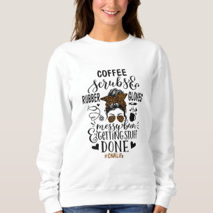 Ph Leopard Messy Bun Nurse CNA Lebensverabreichung Sweatshirt