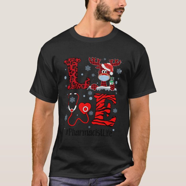 Ph Liebe Reindeer Apotheker Weihnachten Red Karier T-Shirt (Vorderseite)