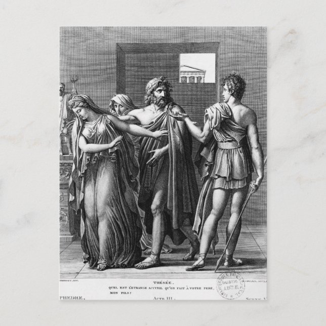Phaedra, Theseus und Hippolytus Postkarte (Vorderseite)