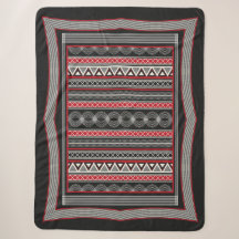 Phaistos Ritual: Minoan Black & Red Sherpa Blanket