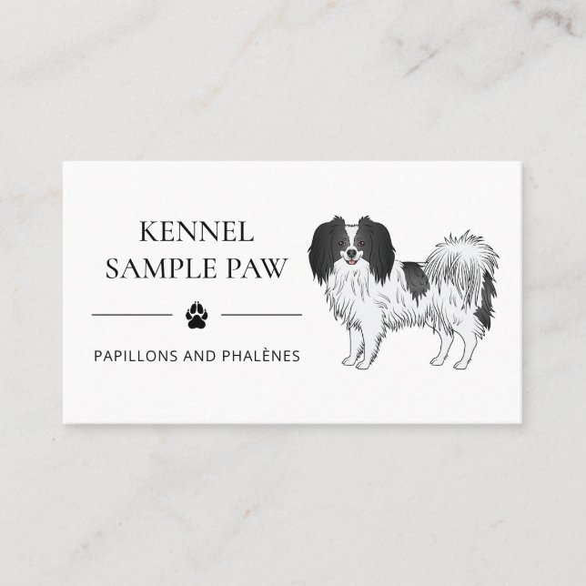 Phalène mit schwarzen Details Hundeklee und Züchte Visitenkarte (Vorderseite)