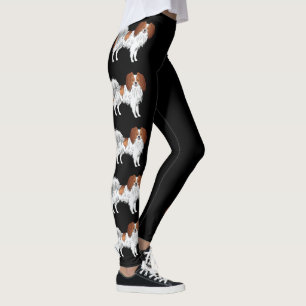 Phalène Rot Weiße Hunde Süß Für Hunde Liebhaber Sc Leggings