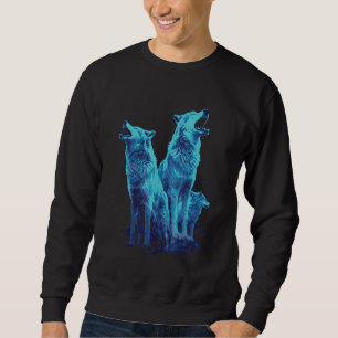 Phänomenale heulende Wölfe Wolfsrudel Retro-Tollhe Sweatshirt