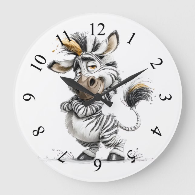 phantasievoller Zebra Große Wanduhr (Vorderseite)