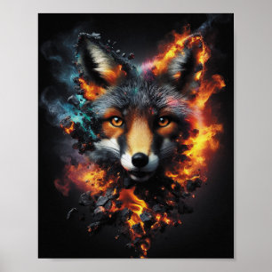 Phantasievolles Fuchs-Feuergeist-Kunstwerk Poster